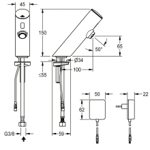 KWC Standventil, F3, Elek, O. Mischung, 3l, Steckernetzteil 230 VAC