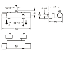 KWC Wandbatterie, F5, Elek, Thermostat, für Bogen/duschrohr, TD, Batterie