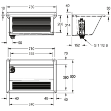 KWC Waschtrog, SIRIUS, Edelstahl, 750x354x500 mm, Ablauf Links