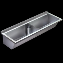 KWC Waschtrog, SIRIUS, Edelstahl, 2 Becken, 1420x346x500 mm, Abläufe Mi
