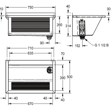 KWC Waschtrog, SIRIUS, Chromstahl, 750x354x500 mm, Ablauf Rechts