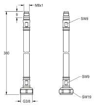 KWC Schlauch, F5, G3/8xM8x1, 380mm, DN6, Gerade, 2030048523