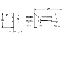 KWC Konsole, VARIUS, Edelstahl, Weiß, 30x170x370 mm, für WT Aus MIRANIT