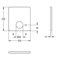 KWC Edelstahlabdeckplatte, F5, 205x225 mm, für Entleerung, 2030052050