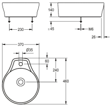 KWC Aufsatz-wt, Rondatop, MIRANIT, Rund, 370x140x460 mm, Integr. Dichtung, HLB