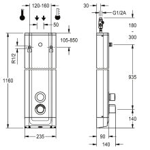 KWC Duschpaneel, F5, Hydr, Edelstahl, Thermostat, für. Duschkopf