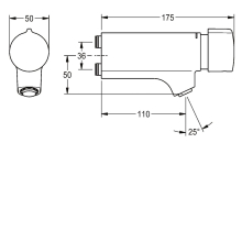 KWC Wandbatterie, F5, Hydr, Schrägausl, Mischer, für. Armatureneinh./w.-mont