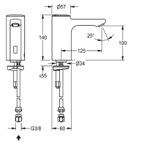KWC Standventil, F5, Elek, O. Mischung, 5l, Rohr, Batterie