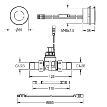 KWC Urinalspülarmatur, F5, Elek, DN15, Hinterwandmontage, für Batterie/netzteil