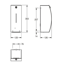 KWC Desinfektionsmittelspender, STRATOS, Elektr, Edelstahl, AP, 120x303x126 mm