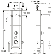 KWC DUPA, F5, Elek, MIRANIT, Therm, Umst Kopf-handbrause, für Batt./netzteil