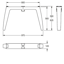 KWC Brückenfuß, FUTURA Exklusiv, MIRANIT, 125x565x970 mm