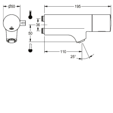 KWC Wandbatterie, F5, Elek, Schrägausl, Mischer, für. Armatureneinh./w.-mont, Net