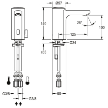 KWC Standbatterie, F5, Elek, Mischer, 5l, Rohre, Batterie