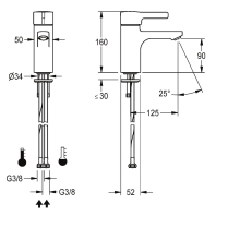 KWC Thermostat-standbatterie, F5, EHM, 125 mm, Hygieneoption
