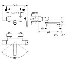 KWC Thermostat-wandbatterie, F5, EHM, Schwenkauslauf, 275 mm, Hygieneeinheit
