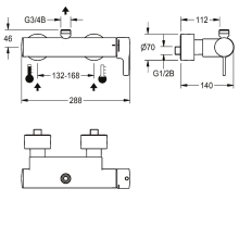 KWC Thermostat-wandbatterie, F5, EHM, für Bogen/duschrohr, Hygieneoption