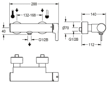 KWC Thermostat-wandbatterie, F5, EHM, für Handbrause, Hygieneoption