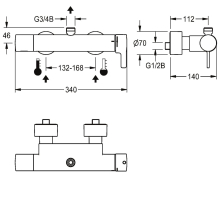 KWC Thermostat-wandbatterie, F5, EHM, für Bogen/duschrohr, Hygieneeinheit