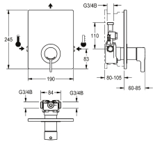 KWC Thermostatbatterie, F5, EHM, UP, F-set, Hygieneoption