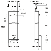 KWC Duschpaneel, F5, Edst, Thermostat, EHM, für Duschkopf, Hygieneeinheit