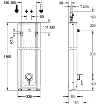 KWC Duschpaneel, F5, Edst, Thermostat, EHM, für Duschkopf, Hygieneoption