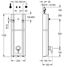 KWC Duschpaneel, F5, MIRANIT, Thermostat, EHM, für Duschkopf, Hygieneoption