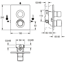 KWC Duscharmatur, F5, Hydr, Thermostat, UP, Fertigbauset, O. Hygieneoption