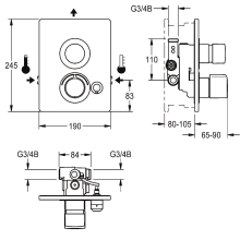 KWC Duscharmatur, F5, Hydr, Thermostat, UP, F-set, Hygieneoption, 2xBypass, ABE