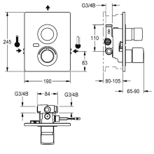 KWC Duscharmatur, F5, Hydr, Thermostat, UP, F-set, Hygieneeinheit, 2xBypass