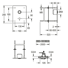 KWC Durchgangsventil, F3, Hydraulisch, O. Mischung, Hinterwandmontage, Waschen