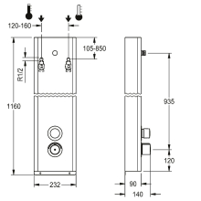 KWC Duschpaneel, F5, Hydr, Edelstahl, Thermostat, für. Duschkopf, Spez.-schr