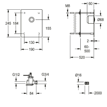 KWC Durchgangsventil, F3, Hydraulisch, O. Mischung, Hinterwandmontage, Duschen