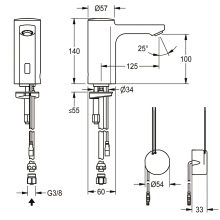 KWC Standventil, F5, Elek, O. Mischung, 5l, Rohr, Up-netzteil 230 VAC