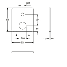 KWC Edelstahlabdeckplatte, F5, 205x225 mm, 2030072246