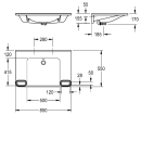 KWC Einzelwaschtisch, MEDCARE, MIRANIT, 850x150x550 mm,...