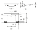 KWC Einzelwaschtisch, MEDCARE, MIRANIT, 850x150x550 mm,...