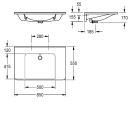 KWC Einzelwaschtisch, MEDCARE, MIRANIT, 850x150x550 mm,...