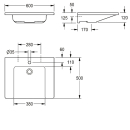 KWC Einzelwaschtisch, EXOS, MIRANIT, 600x125x500 mm,...