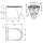 KWC T-WC, CAMPUS, Edelstahl, Wandhängend, 360x409x500 mm, Weißer Sitz