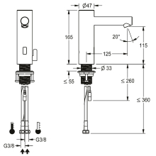 KWC Standbatterie, F7, Elek, Mischer, Edst, 5, 7 l, Ausl. 125 mm, für. Batt./net