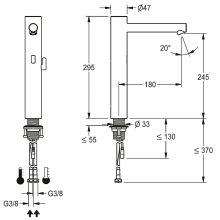 KWC Standbatterie, F7, Elek, Mischer, Edst, 5, 7 l, Ausl. 180 mm, für. Batt./net