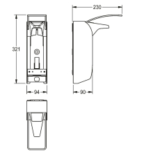 KWC Spender, MEDCARE, Edelstahl, AP, 94x321x230 mm, für. 1000ml, Hebel 230 mm