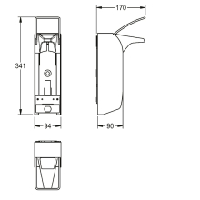 KWC Spender, MEDCARE, Edelstahl, AP, 94x341x170 mm, für. 1000ml, Hebel 170 mm