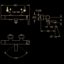 KWC Thermostat-wandbatterie, F5, EHM, Schwenkauslauf, 195 mm, C-modul