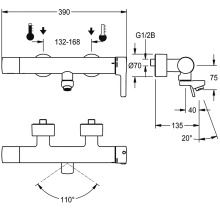 KWC Thermostat-wandbatterie, F5, EHM, Schwenkauslauf, 135 mm, C-modul