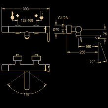 KWC Thermostat-wandbatterie, F5, EHM, Schwenkauslauf, 255 mm, C-modul