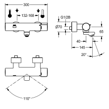 KWC Wandbatterie, F5, Elek, Thermostat, Schwenkausl, 145 mm, für. C-modul, Batt