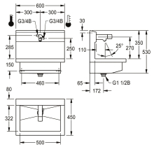 KWC Waschplatzeinheit, PLANOX, Edst, 600x530x440 mm, Mbatt. Elektronisch