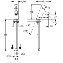 KWC Einhebel-standbatterie, F3, 99 mm, 7 l